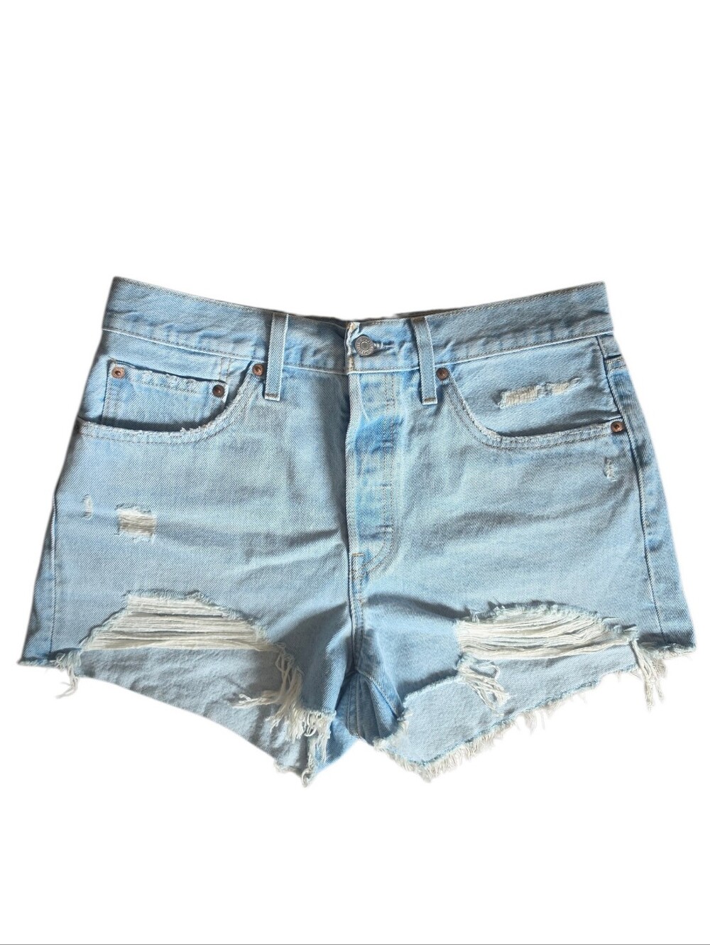 Levi's Light Blue Distressed Cutoff Denim Shorts-Women's Size W30 (Size 10)